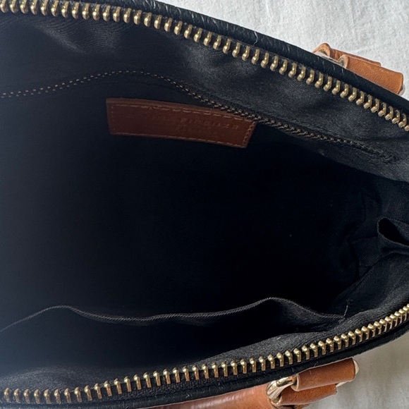 Quiet Luxury Made in Italy Leather Black and Tan Women's Handbag - Picture 8 of 12